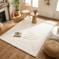 FRAAI Tapis doux à poils longs - Carvy Curves Crème | 160x230 cm | Rectangulaire | Pile haute