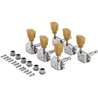 Gear4Music Guitarworks Mécaniques Rangées de 3 Clés Vintage Tulip Chrome
