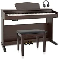 Gear4Music Pack avec Piano Numérique DP-10X par + Tabouret Dark RW