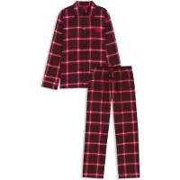 HUGO Pyjama en coton à carreaux avec étiquettes logotées