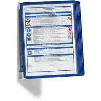 Durable Lot support mural avec support à pochettes de présentation incluses WALL 5 VARIO, bleu