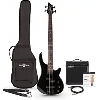 Gear4Music Pack Guitare Basse Harlem 4 + Ampli 15 W Noir