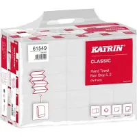 Katrin Serviettes pliées Non Stop L Wide 61549, 2 plis, pliage en W, indéchirables, avec gaufrage, papier, blanc, 25 paquets de 120 feuilles