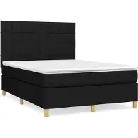 vidaXL Lit boxspring avec matelas noir 140x200 cm Tissu