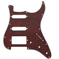 Gear4Music Guitarworks Pickguard HSS 11 Trous Red Tortoise Shell