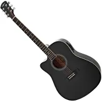 Gear4Music Guitare Électro-Acoustique Dreadnought Gaucher à Pan Coupé Noir
