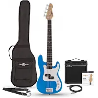 Gear4Music Pack avec Guitare Basse LA Taille 3/4 et Ampli 15 Watts Bleu