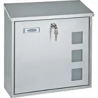 Rottner Boîte à lettres Muro INOX serrure cylindrique en acier inoxydable 2 clés Porte-plaque (10 x 36 x 36 cm)
