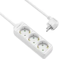 Allteq Prise - 3x Schuko - 15 mètres - blanc