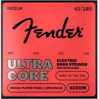 Fender Ultracore Bass Strings, Nickel Plated Steel, Ball End, 9250M 45-105, (4)