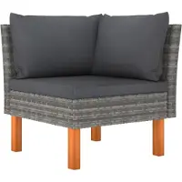 vidaXL Ensemble de salon de jardin 9 pièces Poly rotin et bois d'eucalyptus Gris
