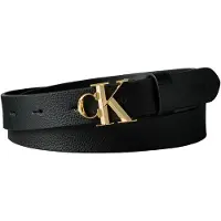 Calvin Klein Ceinture 'Pebble Grain Monogram Buckle' noir