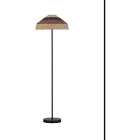 Lyora Lampadaire Caro noir et rotin