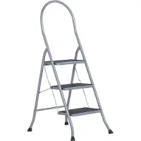 Altrex Cromato Silver Échelle Ménagère - Aluminium - 3 Marches - Avec Barre De Sécurité - Hauteur De Travail Max. 2,7 M