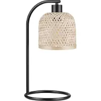 Nova Luce Lampe de table Intra noir avec capuchon en bambou