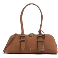 Pinko sac à main sac à épaule bandoulière Bowling Horizontal Big Suede + Brown - Lion - Antique Gold brun