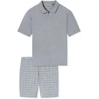 Schiesser Pyjama court gris chiné / noir / blanc
