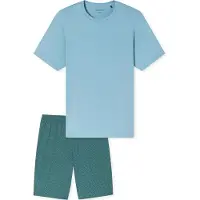 Schiesser Pyjama court 'Casual Essentials' bleu clair / pétrole