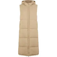 Urban Classics Long Hooded Puffer Vest Beige XS Femme
