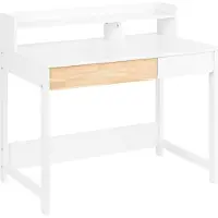 SoBuy Bureau avec 2 étagères Table d'ordinateur Table de travail pour home office Bureau d'angle Blanc LHT env. 100x95x59cm FWT106-W