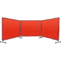 Vevor Rideau de Soudage avec Cadre 3 Panneaux Écran Rideau de Protection pour Soudure 1,8x2,4 m en Vinyle Ignifuge sur 12 Roues Pivotantes (6 Verrouillables) Mobile Pro pour Atelier