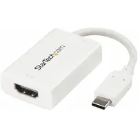 StarTech.com Adaptateur video USB-C vers HDMI avec Power Delivery - Convertisseur USB Type-C vers HDMI - M/F - 4K 60 Hz - Blanc adaptateur vidéo externe - blanc
