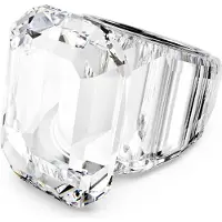 Swarovski Lucent cocktail ring Octagon cut White Crystals Stainless Steel Crystal, (60)