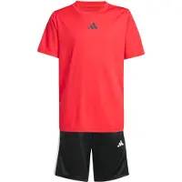 Adidas Train Essentials 3 Stripes Tee Short Sleeve Set Rouge 13-14 Years Enfants