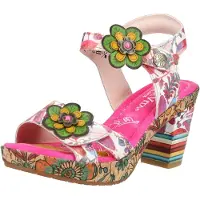 LAURA VITA Sandales vert / rose / blanc