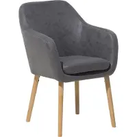 Beliani Chaise de salle à manger assise et dossier en simili cuir gris pieds en bois