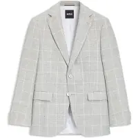 BOSS Veste Slim Fit en lin à carreaux et laine vierge