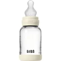 BIBS Baby Glass Bottle Silicone biberon anti-coliques avec tétine en silicone Ivory 1 pcs