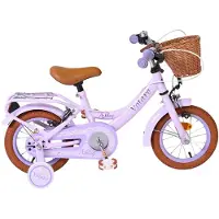 Volare Vélo Ashley 12 pouces pour filles, violet - Roues d'entraînement amovibles, deux freins à main