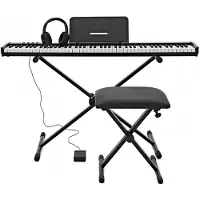 Gear4Music VISIONKEY-100 Digital Keyboard Piano with Bluetooth Stand Pack