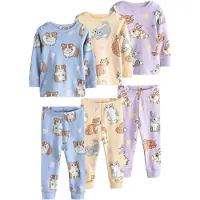 Next Pyjama 'Snuggle' bleu ciel / marron / jaune / violet clair