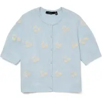 Vero Moda Cardigan 'VMDoffy Intarsia' bleu clair / blanc