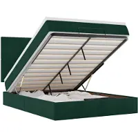 vidaXL Ottoman-lit avec matelas & LEDs vert foncé 140x200 cm velours