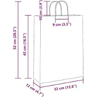 vidaXL Sacs en papier 50 pcs avec poignées marron 32x12x42 cm