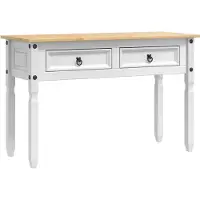 vidaXL Table d'appoint avec tiroir Blanc 115 x 46 x 73 cm Pin massif