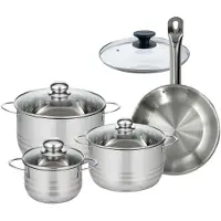 Fackelmann Batterie de cuisine avec 1 poêle 24 cm 1 couvercle et 3 faitouts 16/20/24 cm sans PFAS Eterna Brillant avec couvercles