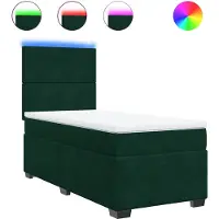 vidaXL Lit boxspring avec matelas vert foncé 90x200 cm velours