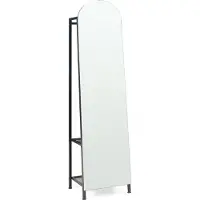 En.casa Miroir de dressing 2 en 1 « Frenraby » Miroir pleine longueur avec tringle à vêtements et 2 étagères Métal 165 x 40 x 35 cm Noir