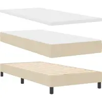 vidaXL Lit boxspring avec tête de lit, couleur crème, 190 x 140 cm, tissu