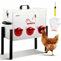 Vevor Mangeoire Automatique pour Poules 13,61 kg Distributeur de Nourriture pour Volailles 6 Ports
