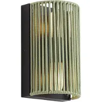QAZQA Applique murale Japandi verte avec noir et corde IP44 - Jayla