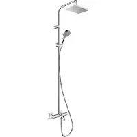 Hansgrohe Vernis Shape Système de douche 230 1 jet économisant leau avec thermostat de baignoire, chrome, 26098000