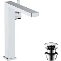Hansgrohe Robinet de lavabo monocommande Tecturis E, finition chromée, modèle "Fine CoolStart EcoSmart+", conçu pour les vasques à poser, avec système de vidange à poussoir