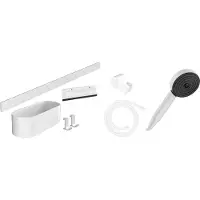 Hansgrohe WallStoris Bundle set complet Pomme de douche 105 3 jets Activation économe en eau, barre de douche 70 cm et set daccessoires, 24291700