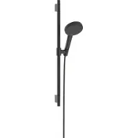 Hansgrohe Ensemble de douchette Raindance Alive Select S, 125, 3 jets, EcoSmart, avec barre de douche Unica S Puro de 65 cm, finition noir brossé