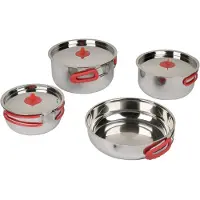 Bo Camp - Set de casseroles et poêles - Voyage - 4 pièces - acier inoxydable